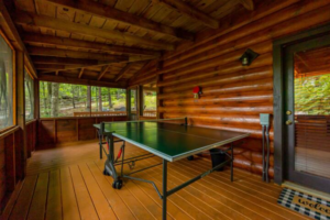 Relax in the hot tub in the screened in porch