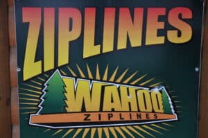 wahoo ziplines sign
