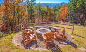 fire pit at a cabin during fall