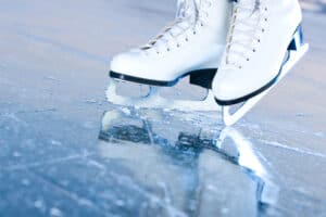 Close up of ice skates