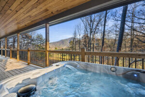 Amazing views of Cove Mountain from the hot tub and deck