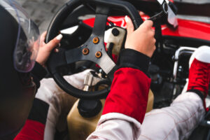 close up of go kart wheel