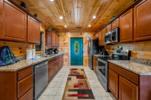 Our kitchen offers stainless steel appliances and basics to keep happy & fed