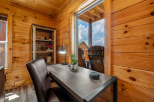 Our log cabin offers a dedicated work space on the main floor