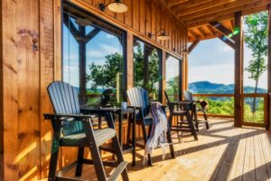 Tall seating allows you to take in the view over the balcony handrails.